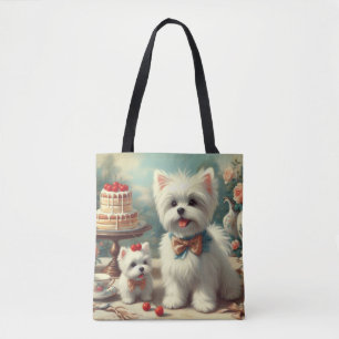 Cute Maltese Puppy Painting Tygkasse