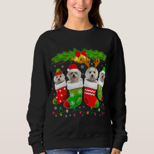 Cute Maltesisk Hund i Sock-jultomten Julafton Hund T Shirt