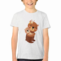 Cute Mama Bear Hugging Baby Cub Illustration