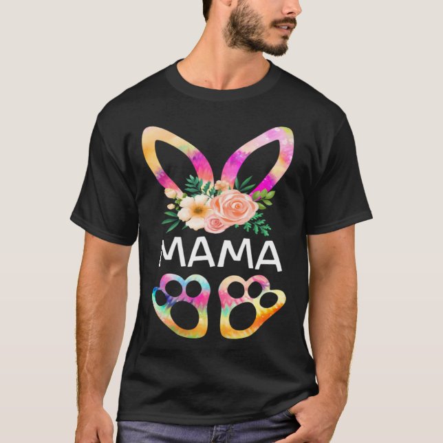 Cute Mama Bunny Tie Dye Print  Family Easter Day M T Shirt (Framsida)