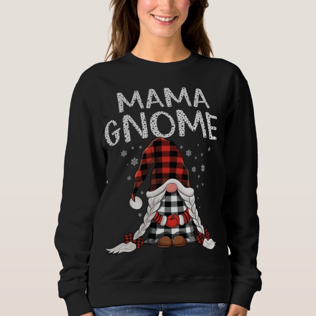 Cute Mama Gnomes check red Plaid pattern Christmas T Shirt (Framsida)