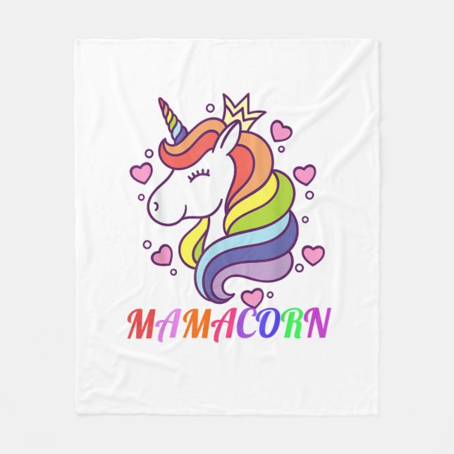 Cute Mamacorn Unicorn Mamma Birthday Outfit Rainbo Fleecefilt (Framsidan)