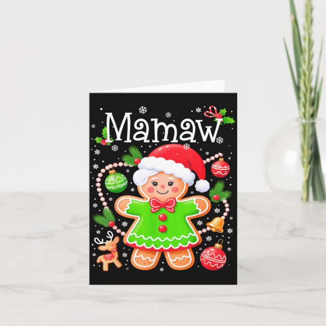 Cute Mamaw Gingerbread Family Matching Christmas C Kort (Framsida)