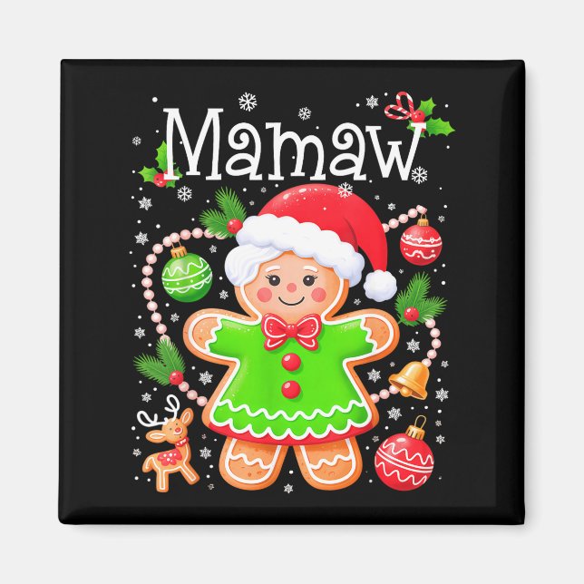 Cute Mamaw Gingerbread Family Matching Christmas C Magnet (Framsidan)