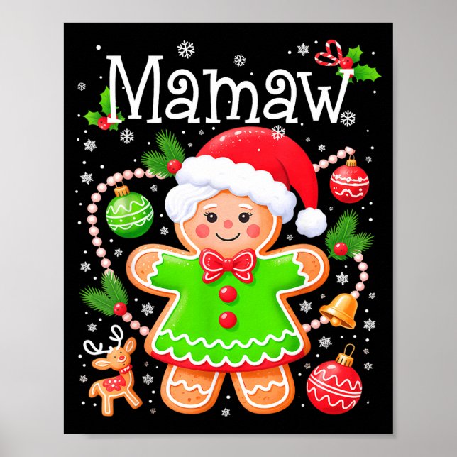 Cute Mamaw Gingerbread Family Matching Christmas C Poster (Framsidan)