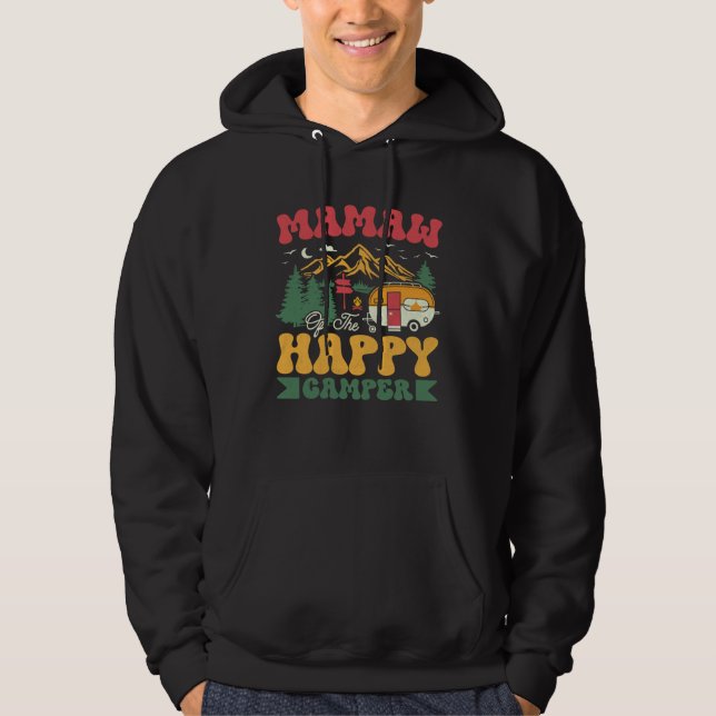 Cute Mamaw Of The Happy Camper Groovy Camping Trip Hoodie (Framsida)