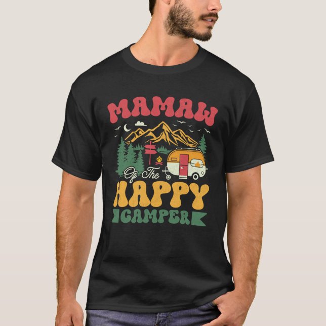 Cute Mamaw Of The Happy Camper Groovy Camping Trip T Shirt (Framsida)