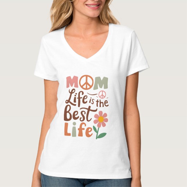 Cute Mamma är det bästa livet ord art T Shirt (Framsida)