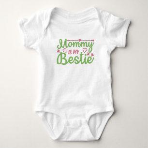 Cute Mamma är min Bestie Quote Rosa Grönt Baby Bab T Shirt