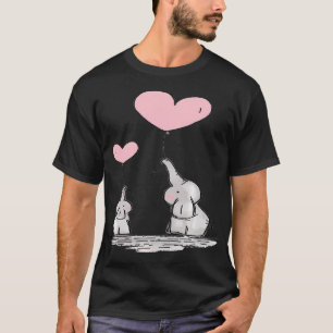 Cute Mamma Baby Elephant Rosa Heart-ballonger T Shirt