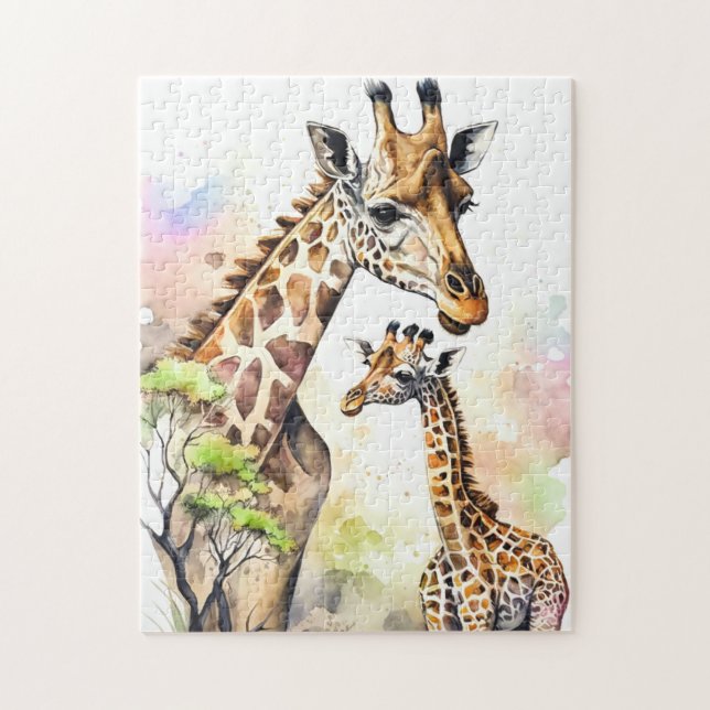 Cute Mamma & Baby giraffe Pussel (Vertikal)