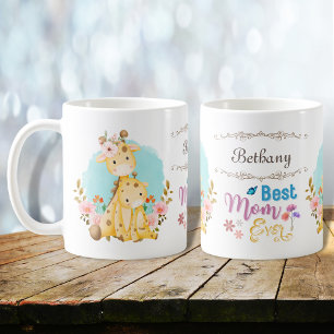 Cute Mamma Baby Giraffes Best Mamma Alltid Personl Kaffemugg