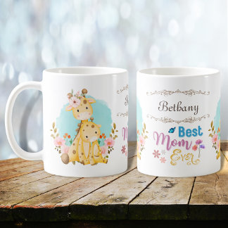 Cute Mamma Baby Giraffes Best Mamma Alltid Personl Kaffemugg