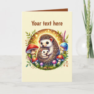 Cute Mamma baby hedgehog anpassade Kort