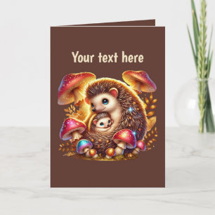 Cute Mamma baby hedgehog anpassade Kort