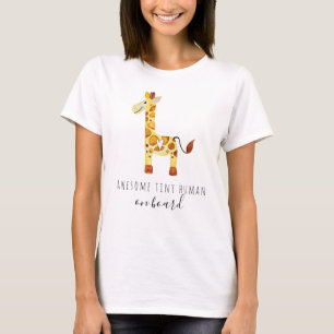 Cute Mamma Baby ombord Giraffe med typografi T Shirt