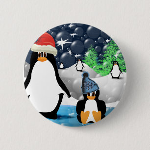 Cute Mamma & Baby Santa Penguins Knapp