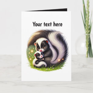 Cute Mamma baby-skunk, babydusch för anpassade Kort