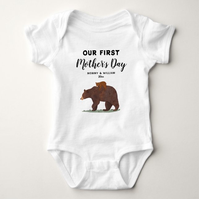 Cute Mamma Bear 1:a Mors dag Personlig T Shirt (Framsida)