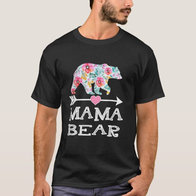 Cute Mamma Bear Flowers Mor Day Family Women L T Shirt (Framsida)
