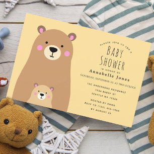 Cute Mamma Bear Gender Neutral Baby Shower Inbjudningar