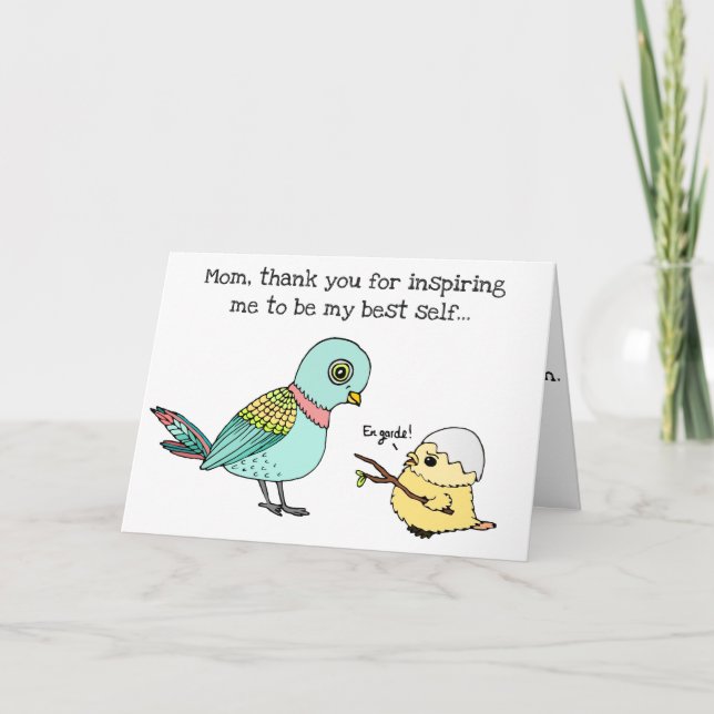 Cute Mamma Bird Grattis på födelsedagen Card för M Kort (Framsida)