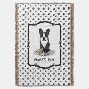 Cute Mamma Boy Boston Terrier (svart) Hund Filt