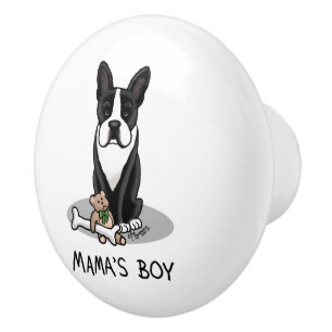Cute Mamma Boy Boston Terrier (svart) Hund Knopp