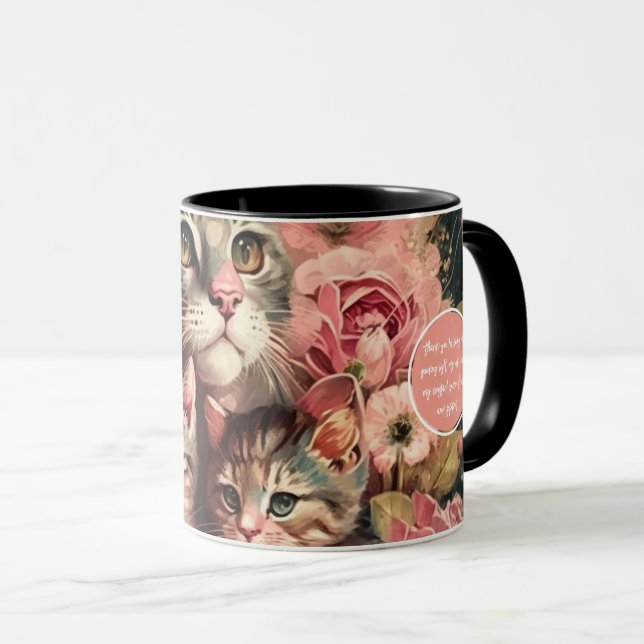 Cute Mamma Cat och Kittens Feminine Mugg (Framsida höger)