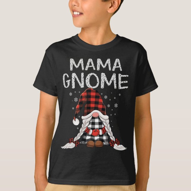 Cute Mamma Gnomes checkar röd Play mönster jul T Shirt (Framsida)