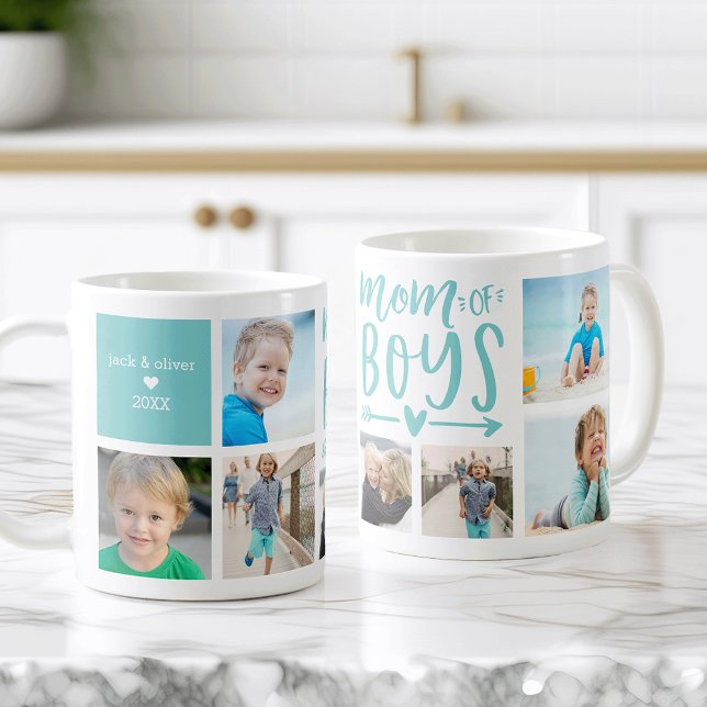Cute Mamma i Boys Photo Collage Kaffemugg (Skapare uppladdad)