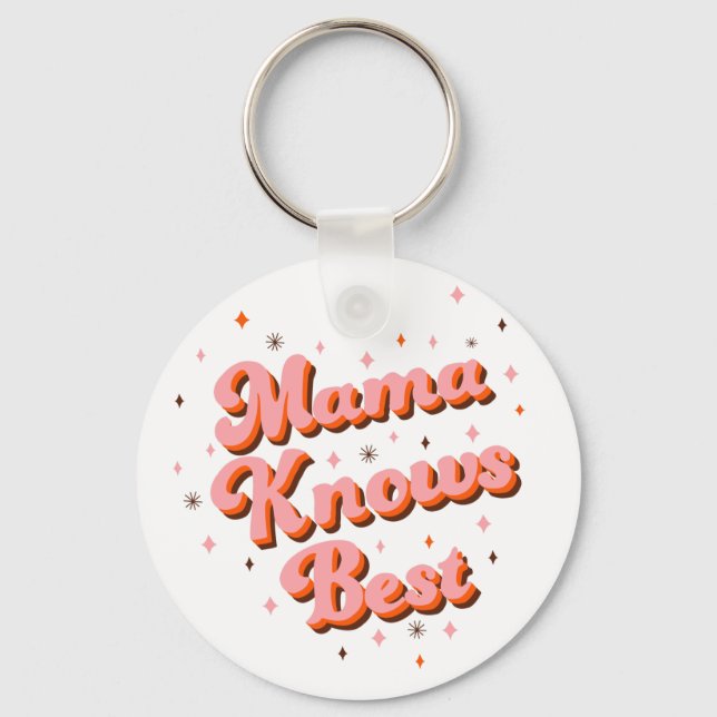 Cute Mamma känner till bästa Rosa Brown Retro Lett Nyckelring (Framsida)