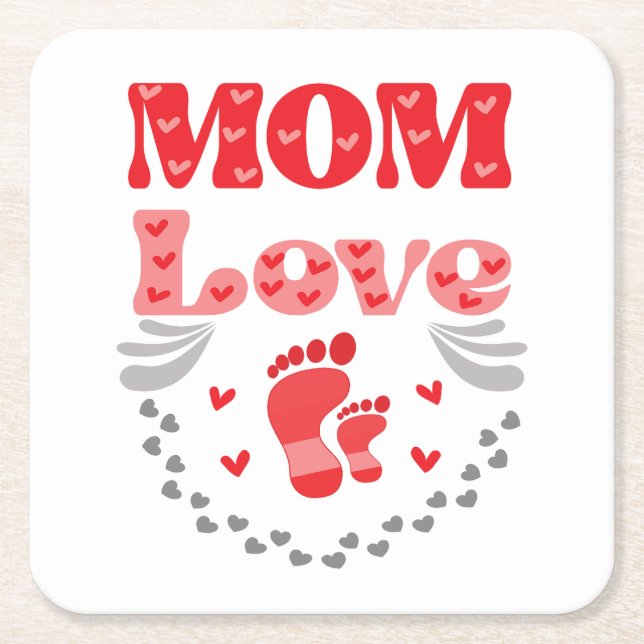 Cute Mamma Kärlek Underlägg Papper Kvadrat (Framsidan)