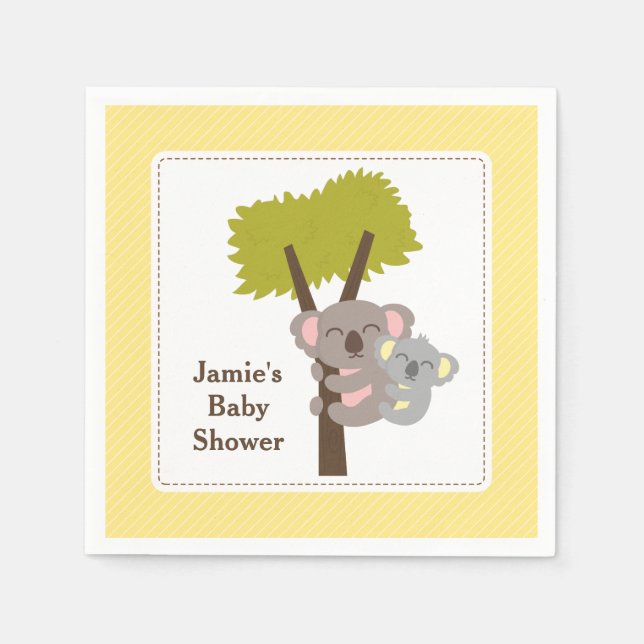Cute Mamma Koala Bear Baby Shower Party Pappersservett (Framsidan)