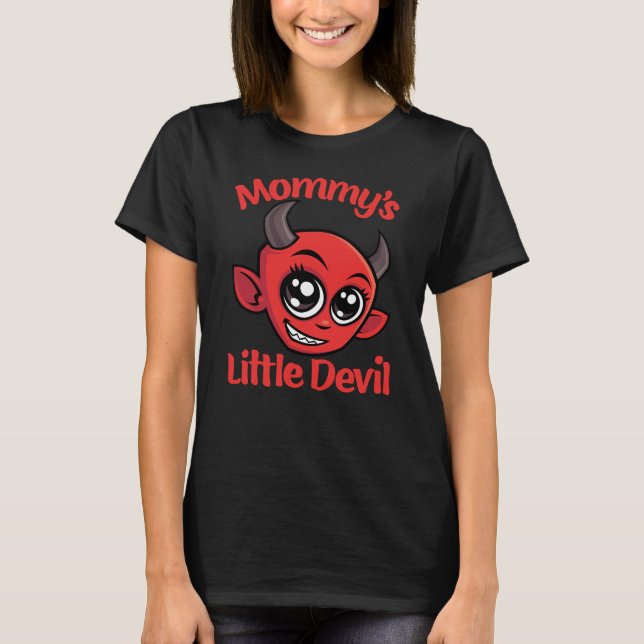Cute Mamma lilla Djävulen Tecknad Design T Shirt (Framsida)