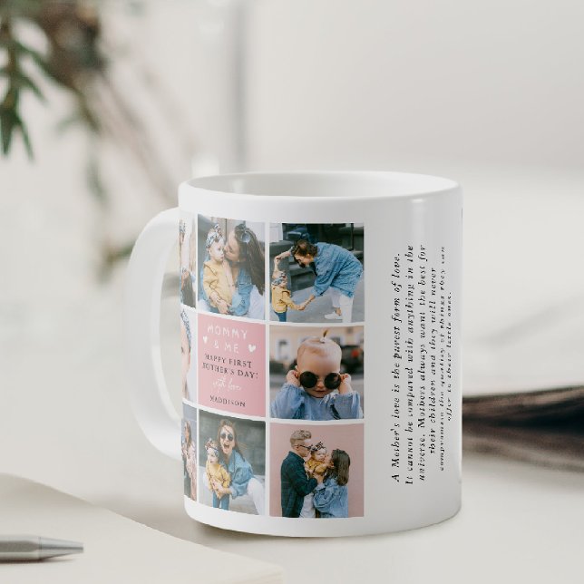 Cute 'Mamma & Me' Photo Collage 1:a Mors dag Kaffemugg (Skapare uppladdad)