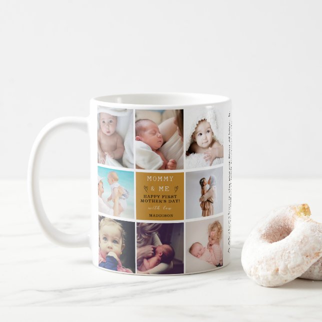 Cute 'Mamma & Me' Photo Collage - första Mor-dagen Kaffemugg (Med munk)
