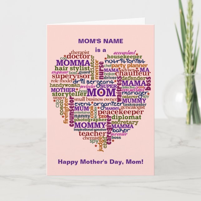 Cute Mamma Mors dag Art Heart Personlig Kort (Framsida)