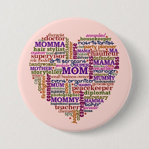 Cute Mamma Mors dag Ord Art Heart Knapp