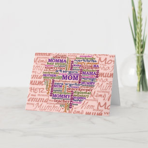 Cute Mamma Mors dag Ord Art Heart Kort