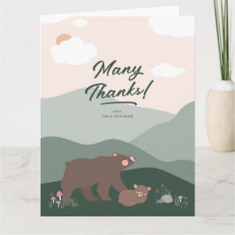 Cute Mamma och Baby Bear Mountain Range Tack Kort