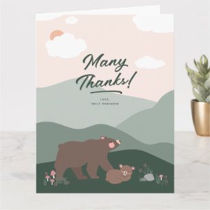 Cute Mamma och Baby Bear Mountain Range Tack Kort