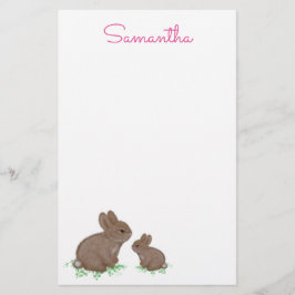 Cute Mamma och Baby Bunny i Klöver Brevpapper