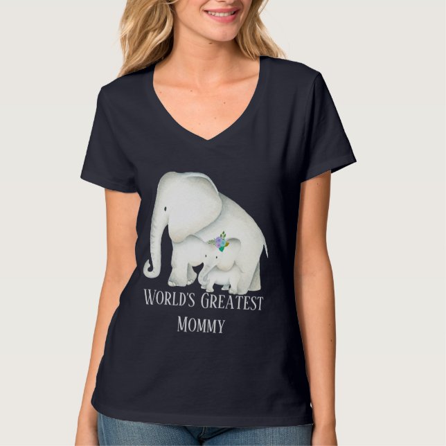 Cute Mamma och Baby elefant T Shirt (Framsida)