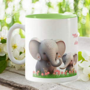 Cute Mamma och Baby Elephant Personlig Två-Tonad Mugg