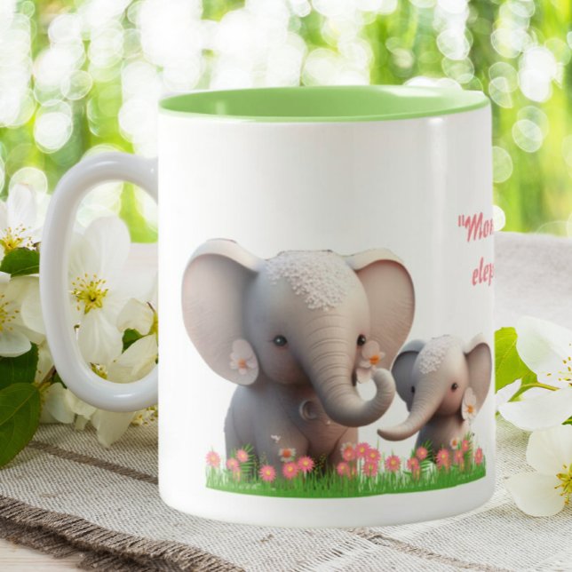 Cute Mamma och Baby Elephant Personlig Två-Tonad Mugg (Skapare uppladdad)