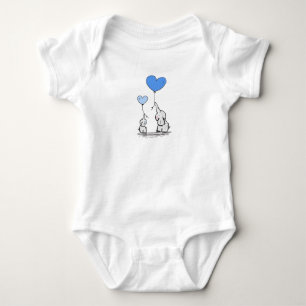 Cute Mamma och Baby Elephants Baby One Biet Tee Shirt