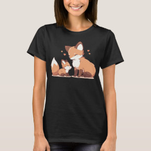 Cute mamma och baby räv t shirt