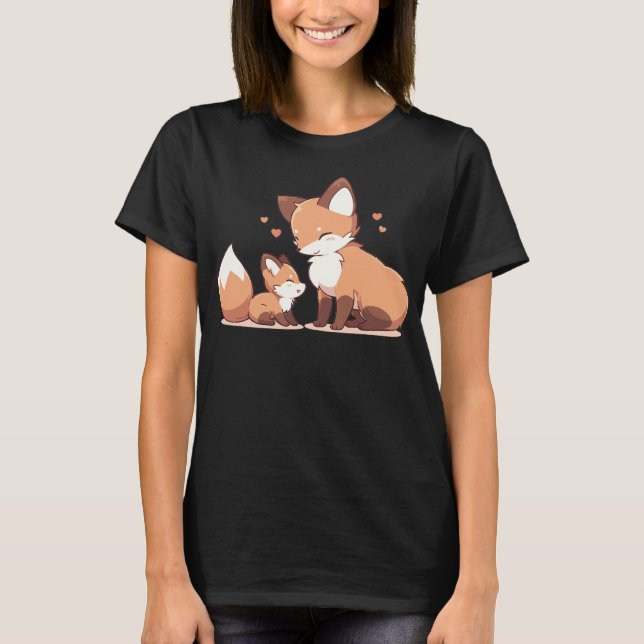 Cute mamma och baby räv t shirt (Framsida)