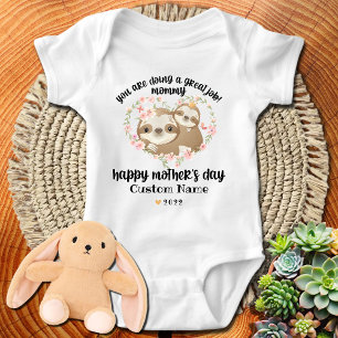 Cute Mamma och Baby Sloths Lycklig Mor dag T Shirt